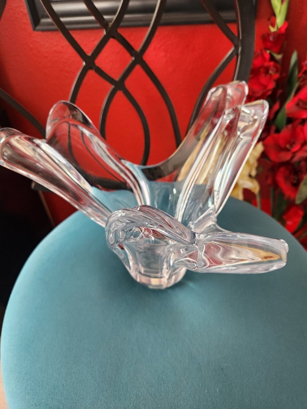 Large Signed Vtg. ~ COFRAC ART Verrier France Clear Crystal Splash Vase
